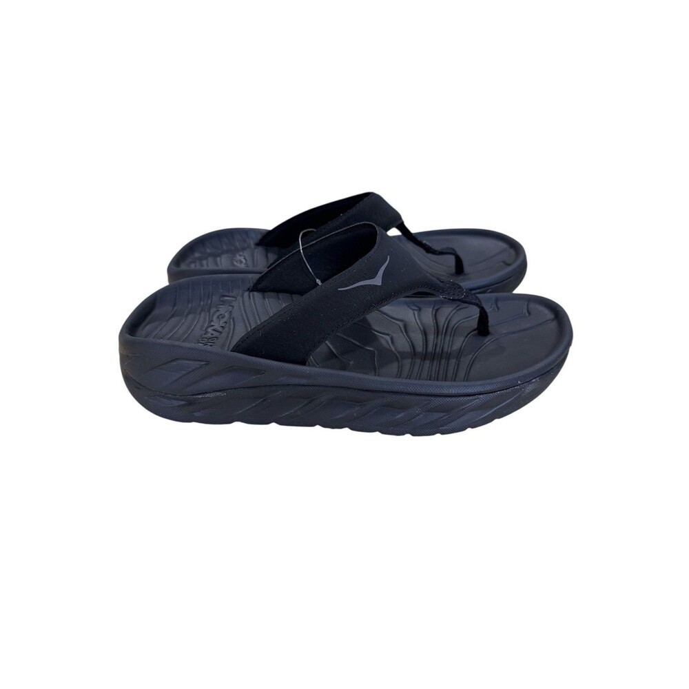 Hoka One Women’s Ora Recovery Sandals Size 7 Black Flip Thong Comfort Vegan EUC